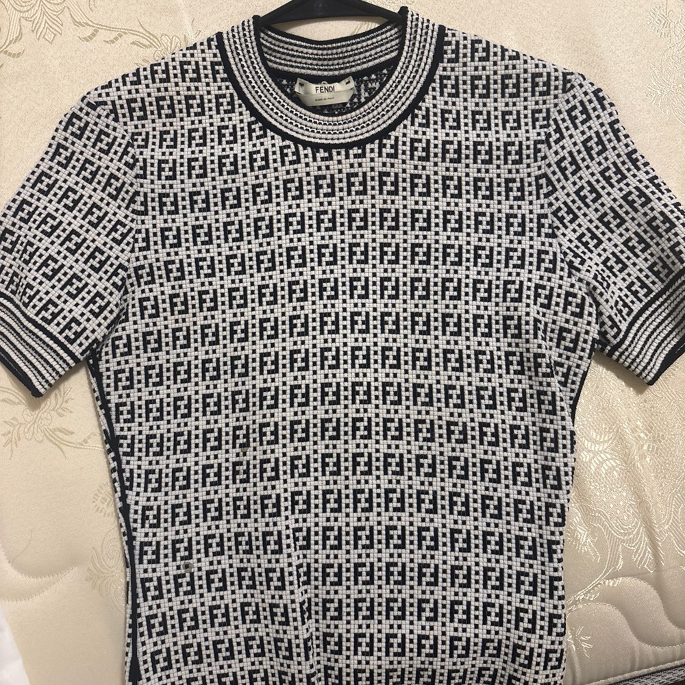 Fendi Monogram Knit Top in Black and White